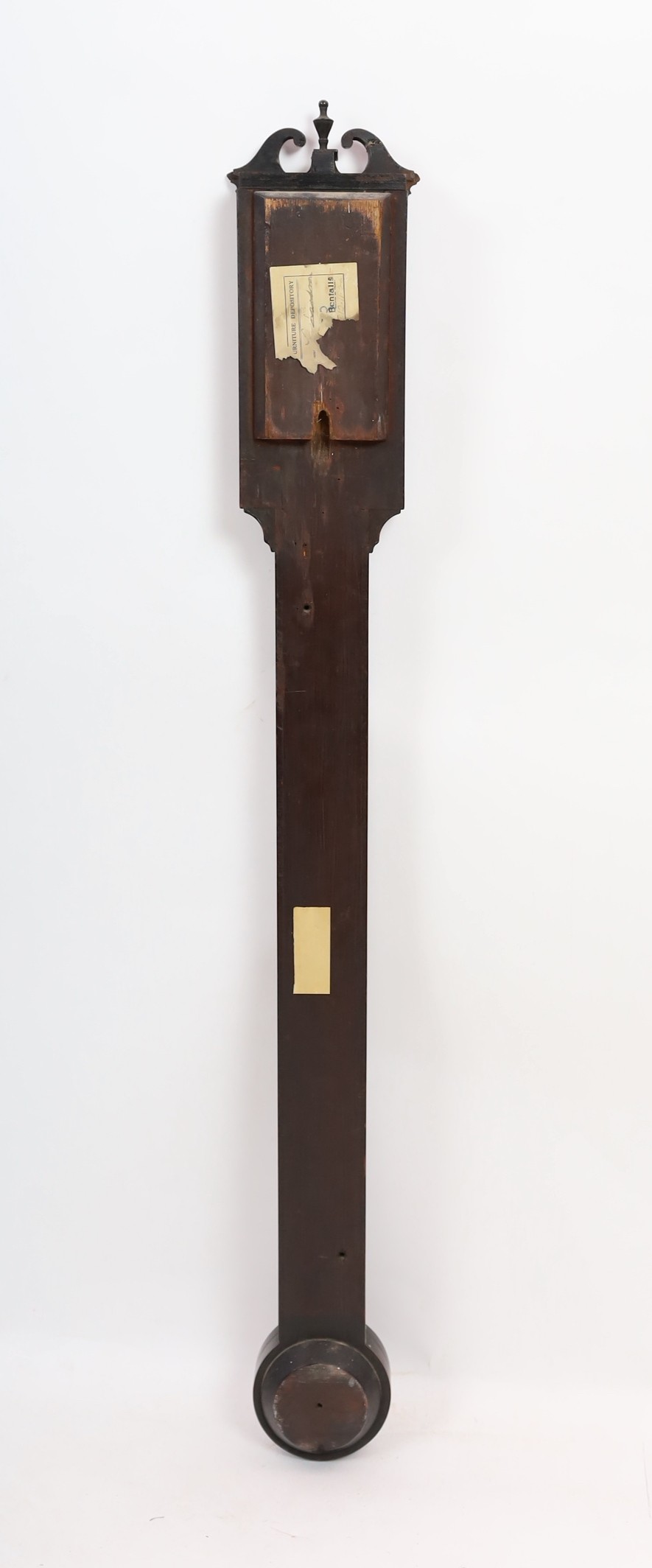 J. Blunt of London. A Regency mahogany stick barometer, 13cm wide, 98cm high